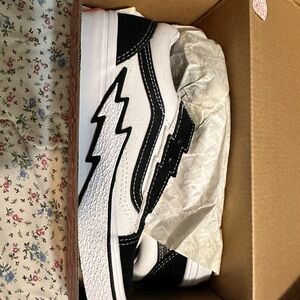 Vans Lightning Bolt Black and White Sneakers lace up NEW IN BOX, never worn!!!!!